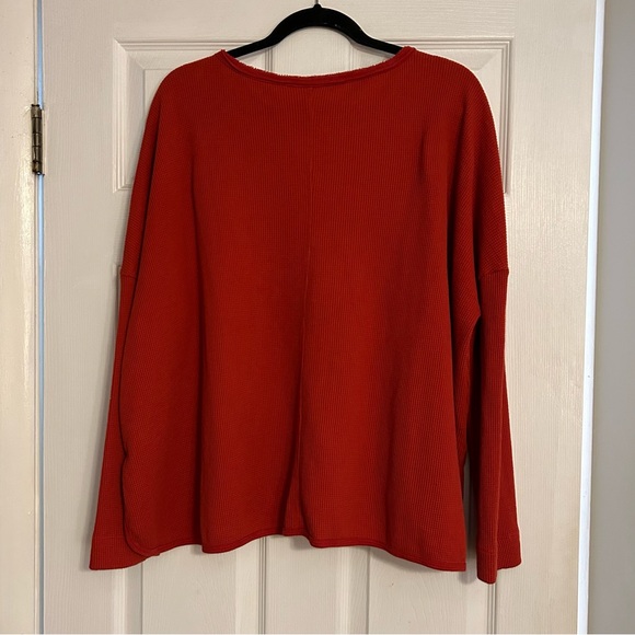 Anthropologie Tops - Anthropologie Thermal Long Sleeve Burnt Orange boxy oversized shirt size Medium